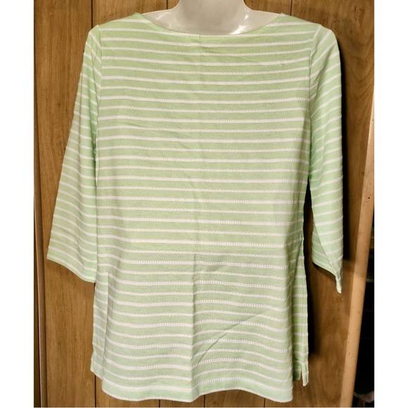 croft & barrow Green Striped Top - Picture 2 of 3